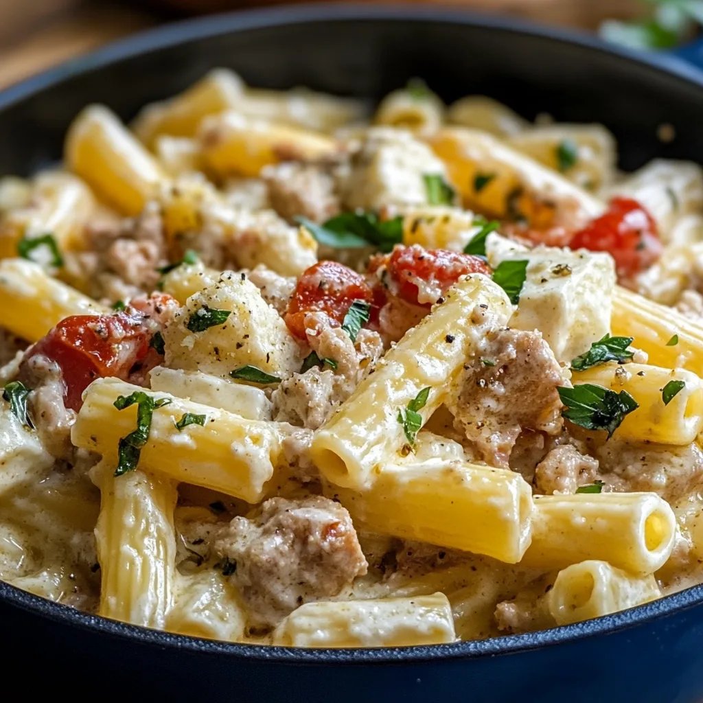 Rigatoni in Hack-Feta-Creme