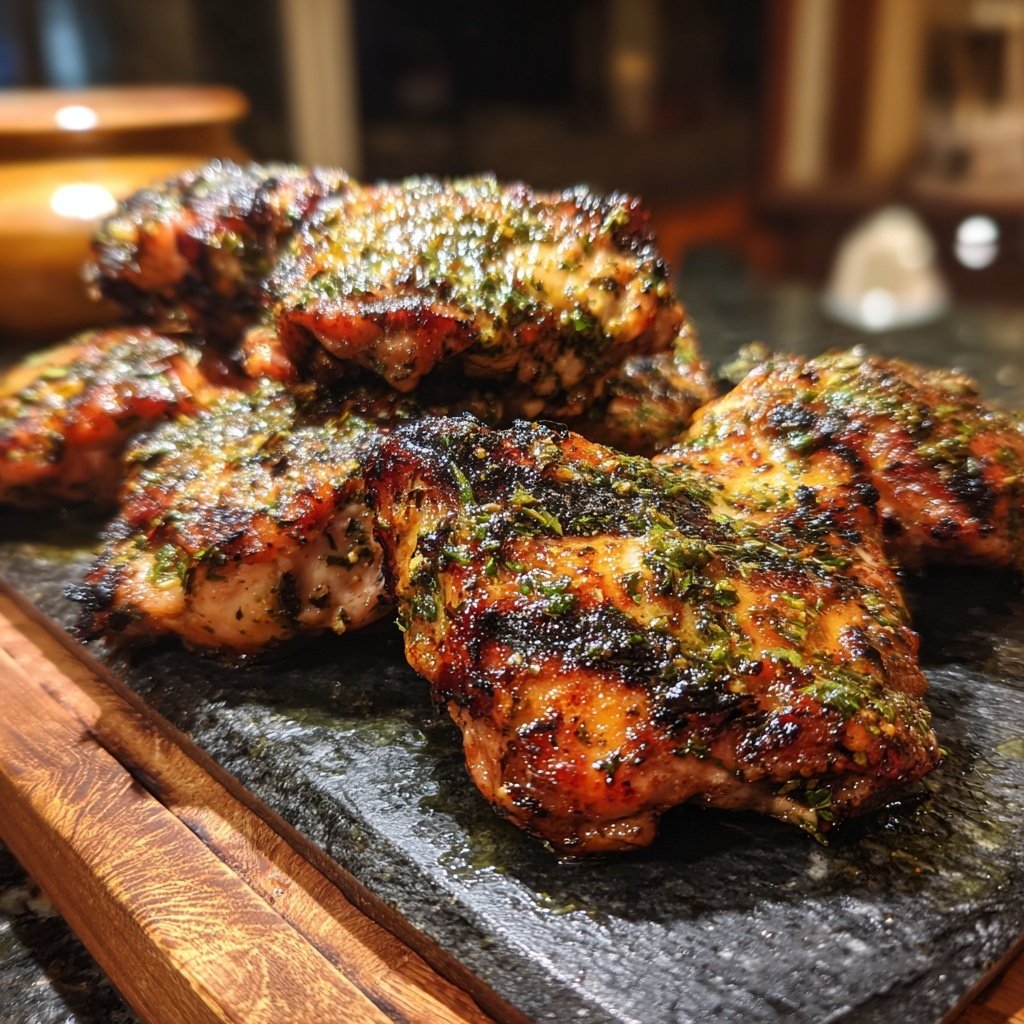 Gegrillte Hähnchenschenkel Marinierte Art