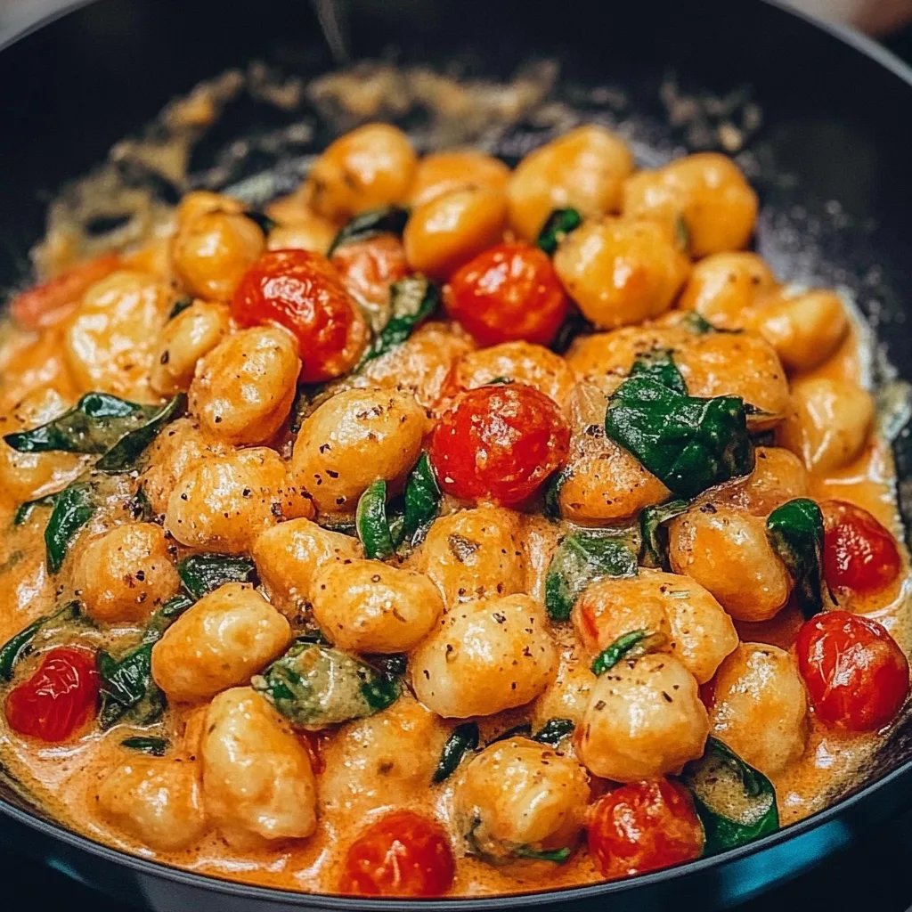 Schnelle Gnocchi-Pfanne mit Tomate & Spinat